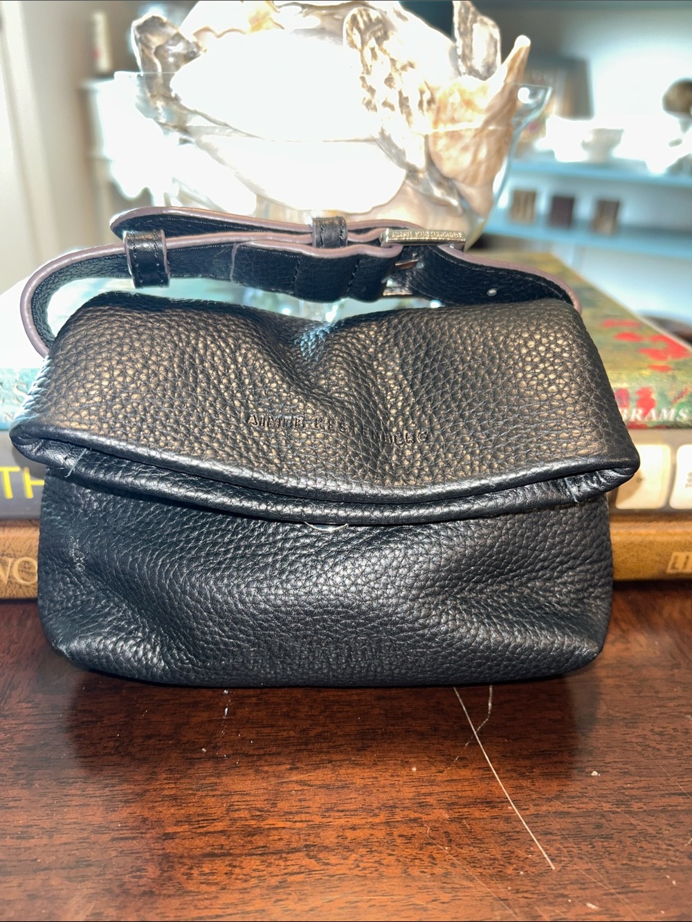 Aimee Kestenberg Black Pebbled Leather Crossbody Pouch